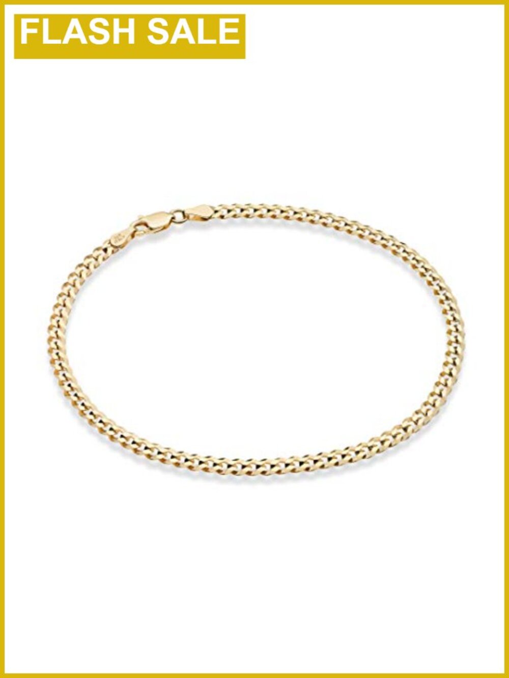 18K Gold Plated Sterling Silver Cuban Link Anklet for Women